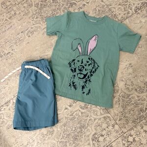 Crewcuts | Boys Bundle SZ 8 | Easter / Dog Tee + Active Shorts | Blue